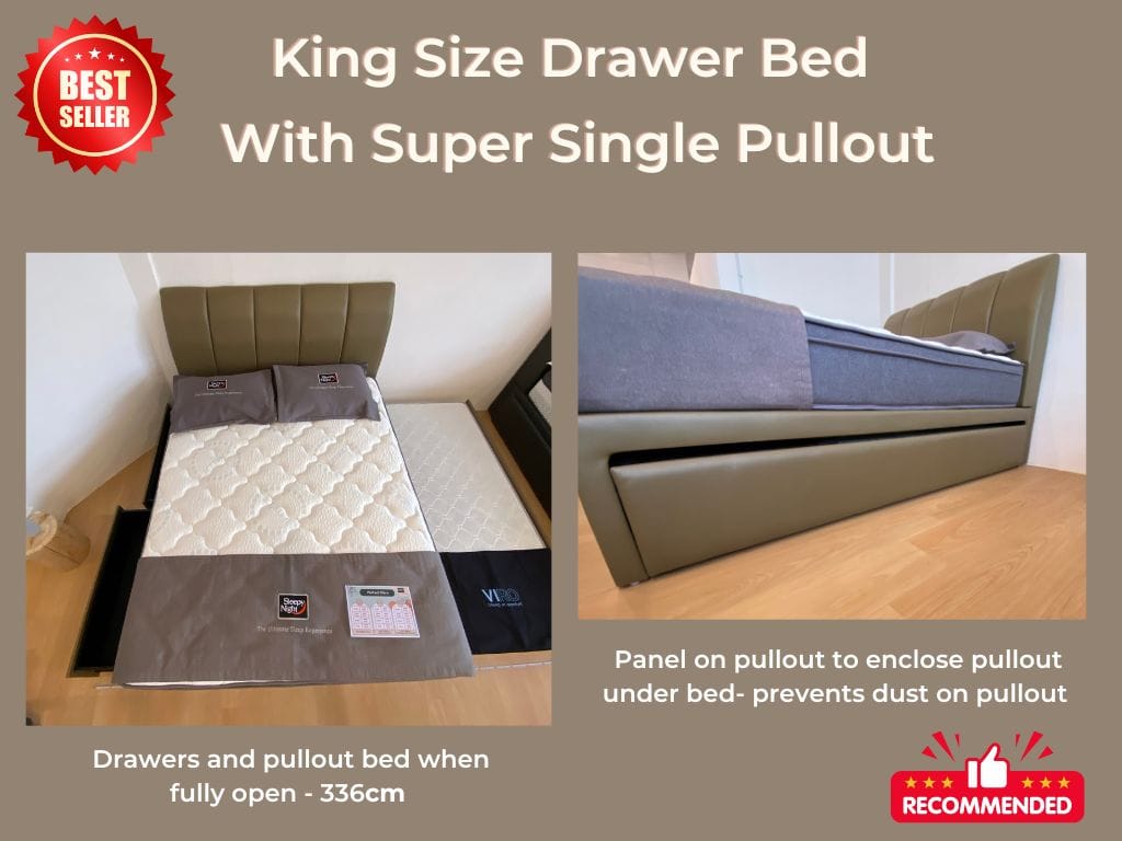 Sleepy Night King Size Drawer Bed with Super Single Pullout – BEST SELLER!-Sleepy Night-Sleep Space
