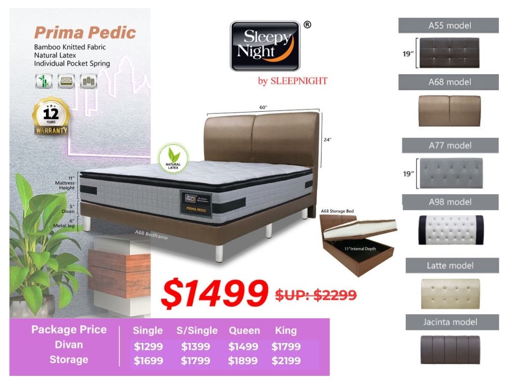 Sleepy Night Prima Pedic Pocket Spring Mattress + Bed Bundle