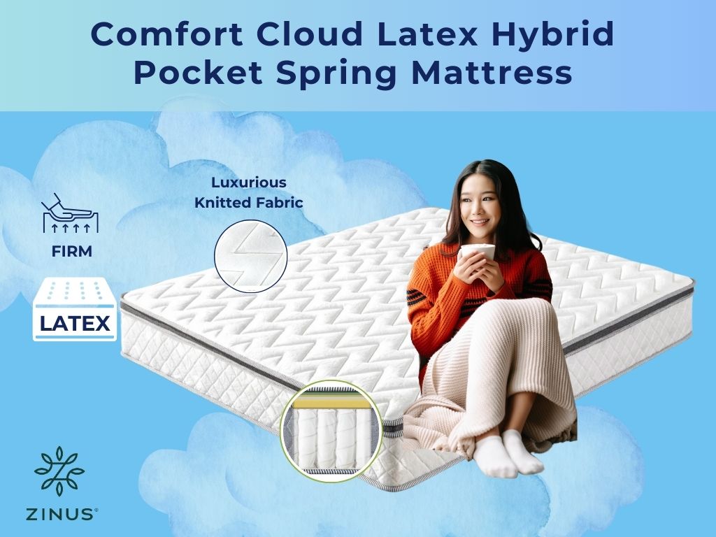 Zinus Comfort Cloud Latex Hybrid Pocket Spring Mattress
