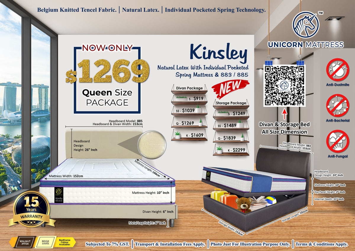 Unicorn Kinsley Natural Latex with Individual Pocketed Spring Mattress (10 inch) with Bed Frame Bundle-Unicorn-Sleep Space