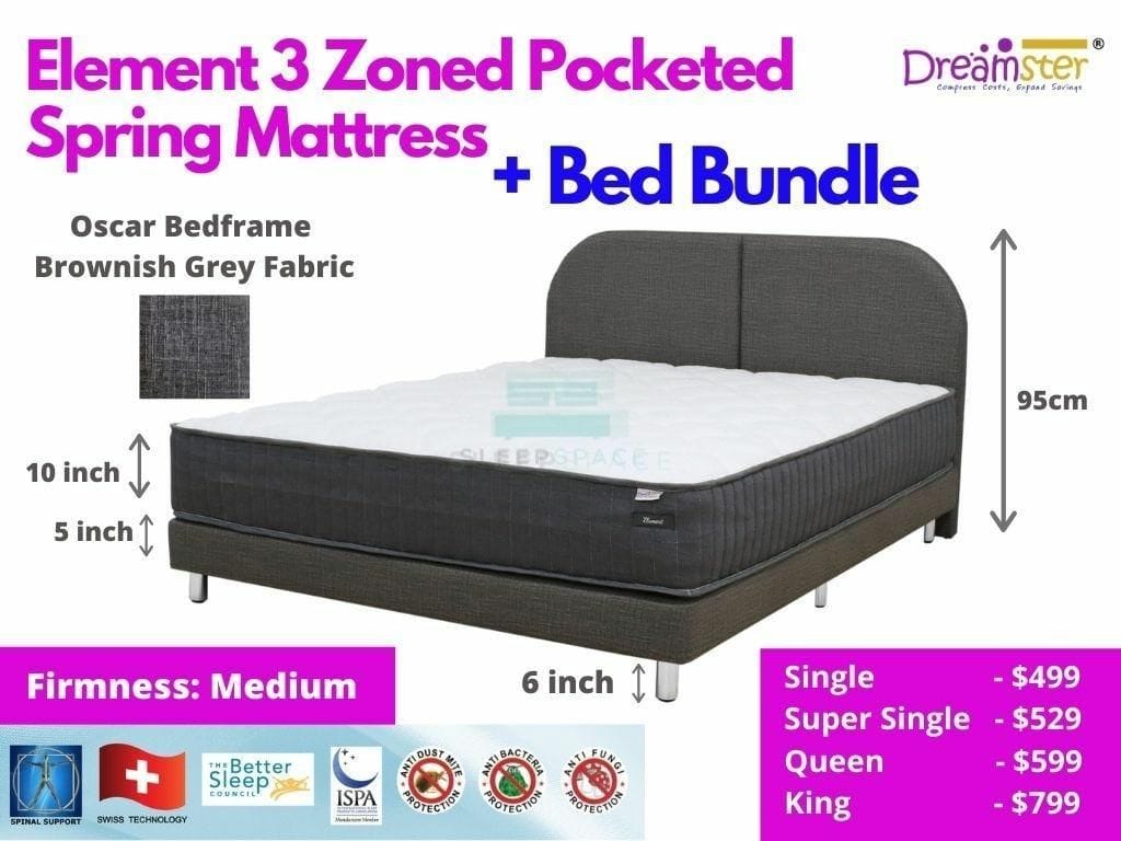 Element 3 Zone Pocketed Spring Mattress + Bed Bundle-Dreamster-Sleep Space