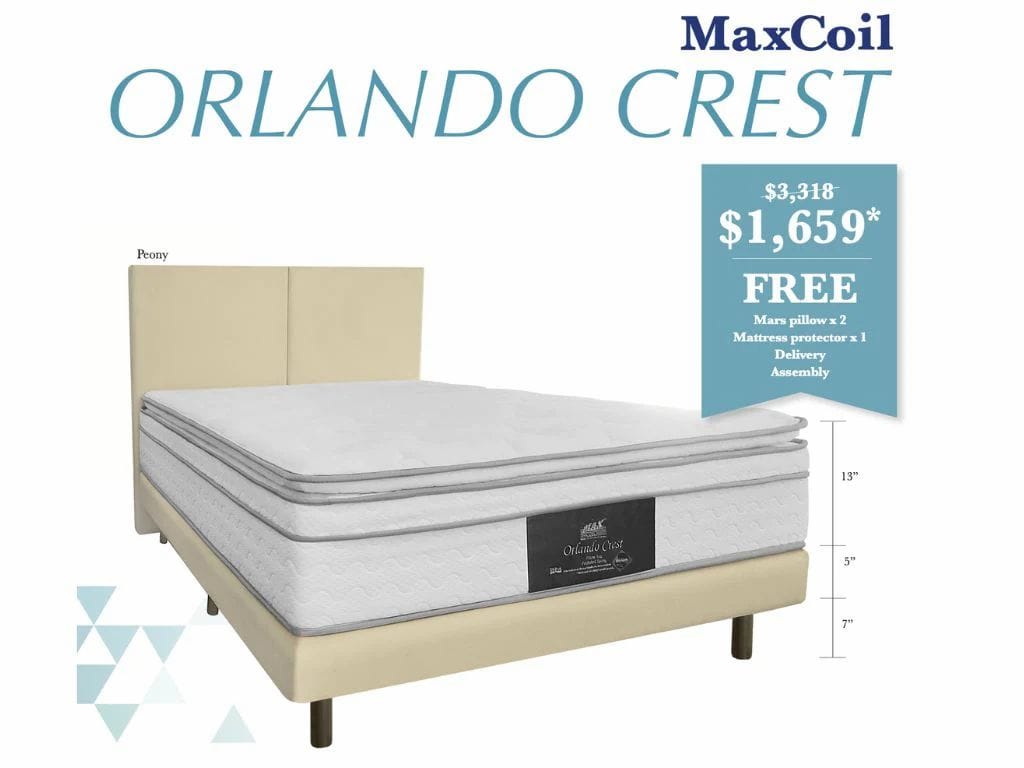 MaxCoil Orlando Crest Pocketed Spring Mattress & Bed Bundle-Maxcoil-Sleep Space