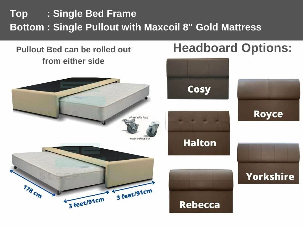 Maxcoil Single Size Bed + 1 Pullout Bed-Maxcoil-Sleep Space