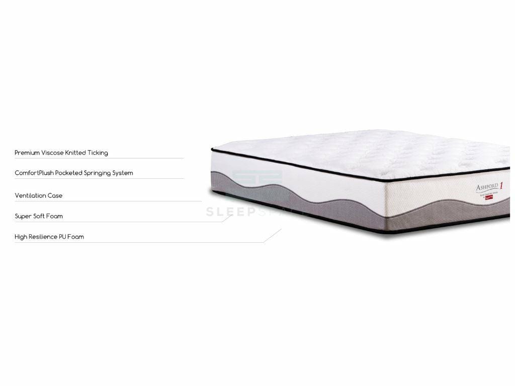 Slumberland Ashford 1 Pocket Spring Mattress (13 inch)-Slumberland-Sleep Space