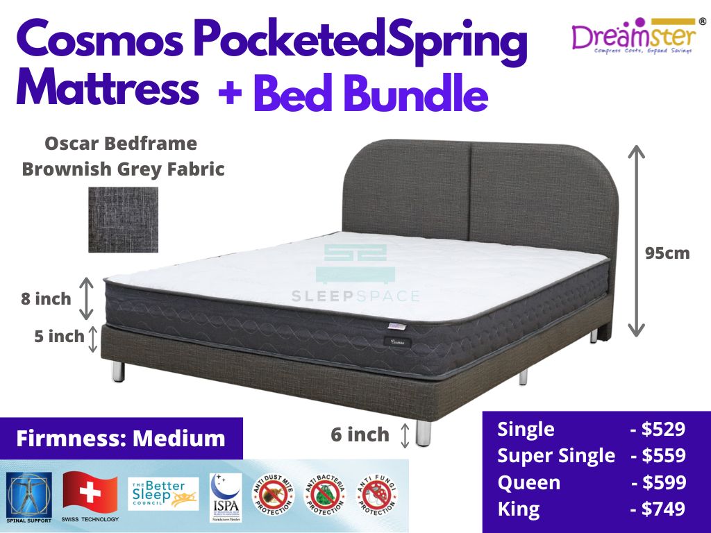 Cosmos Pocketed Spring Mattress + Bed Bundle
