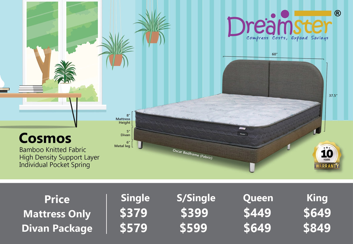 Cosmos Pocketed Spring Mattress + Bed Bundle