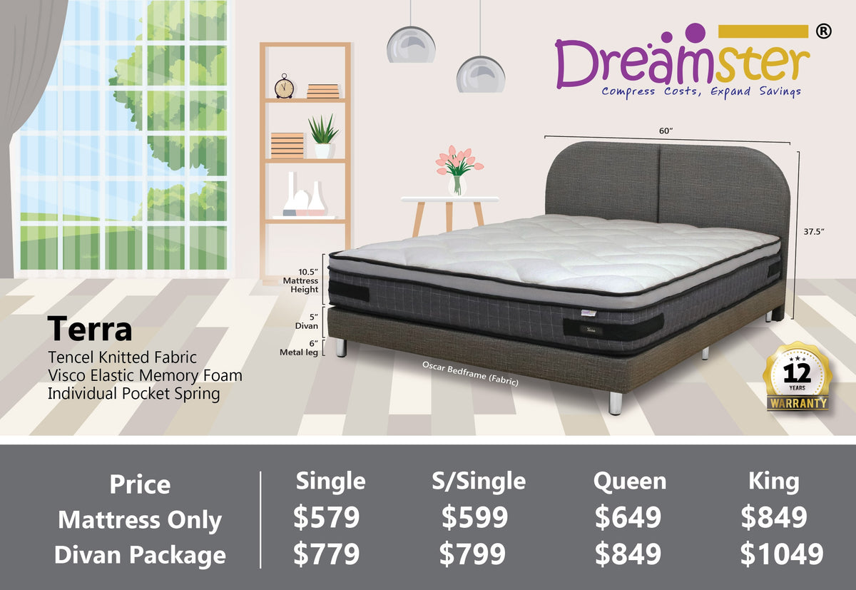 Terra Pocketed Spring Euro Top Mattress + Bed Bundle