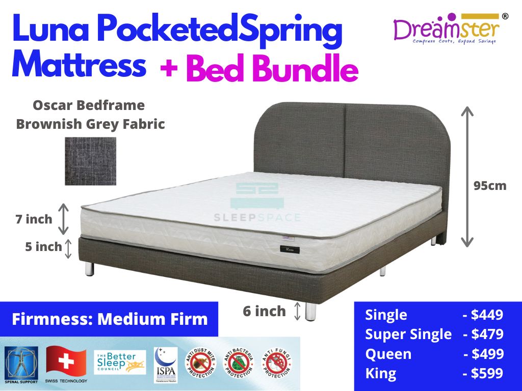 Luna Pocketed Spring Mattress + Bed Bundle