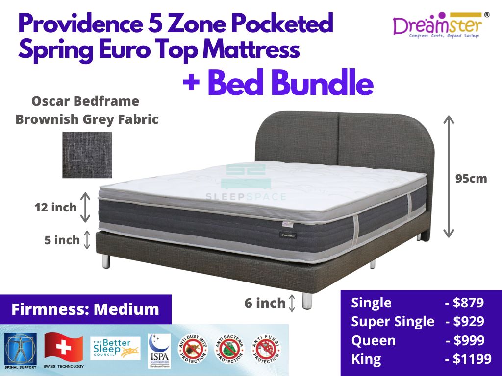 Providence 5 Zone Pocketed Spring Euro Top Mattress + Bed Bundle