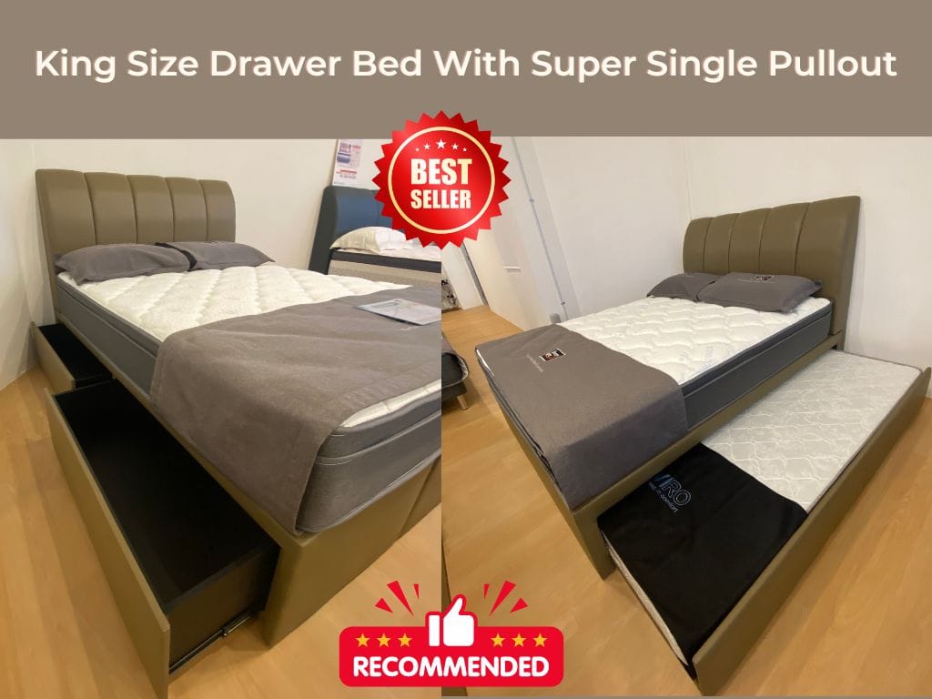 Sleepy Night King Size Drawer Bed with Super Single Pullout – BEST SELLER!-Sleepy Night-Sleep Space