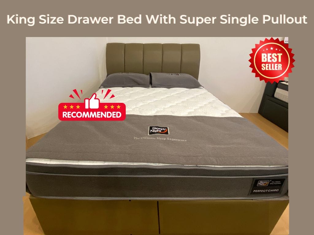 Sleepy Night King Size Drawer Bed with Super Single Pullout – BEST SELLER!-Sleepy Night-Sleep Space