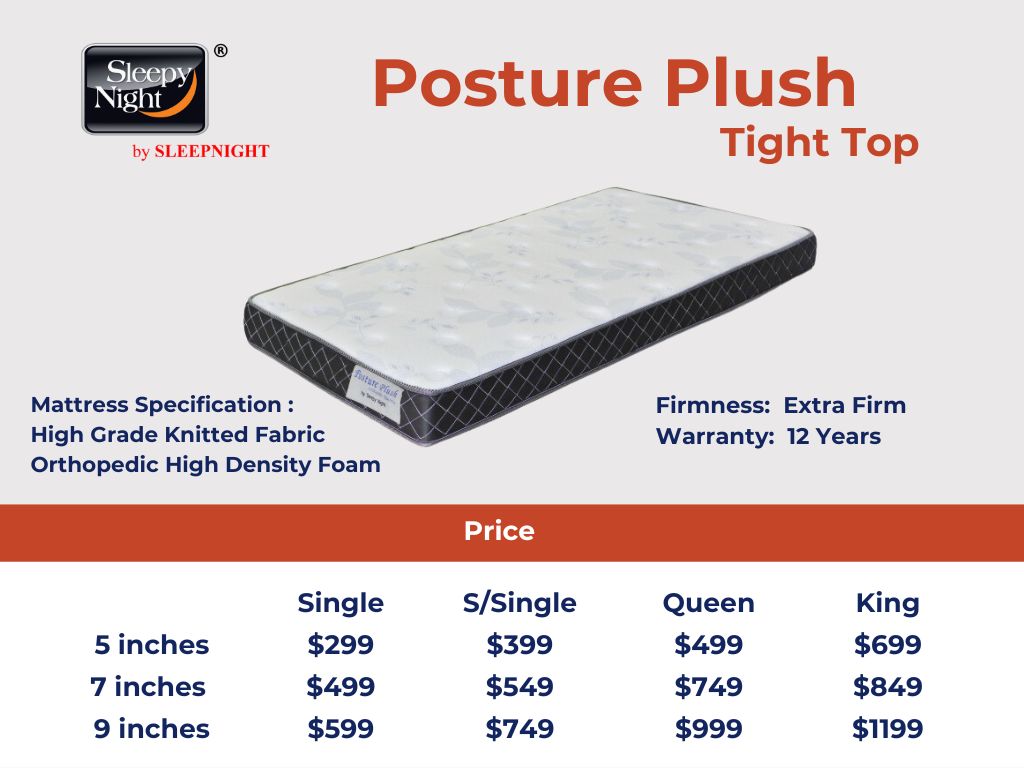 Posture Plush Extra Firm High Density Foam Mattress (5 / 7 / 9 inch)