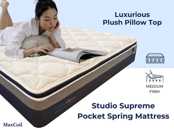 MaxCoil Studio Supreme with Plush Pillow Top Pocketed Spring Mattress Popular