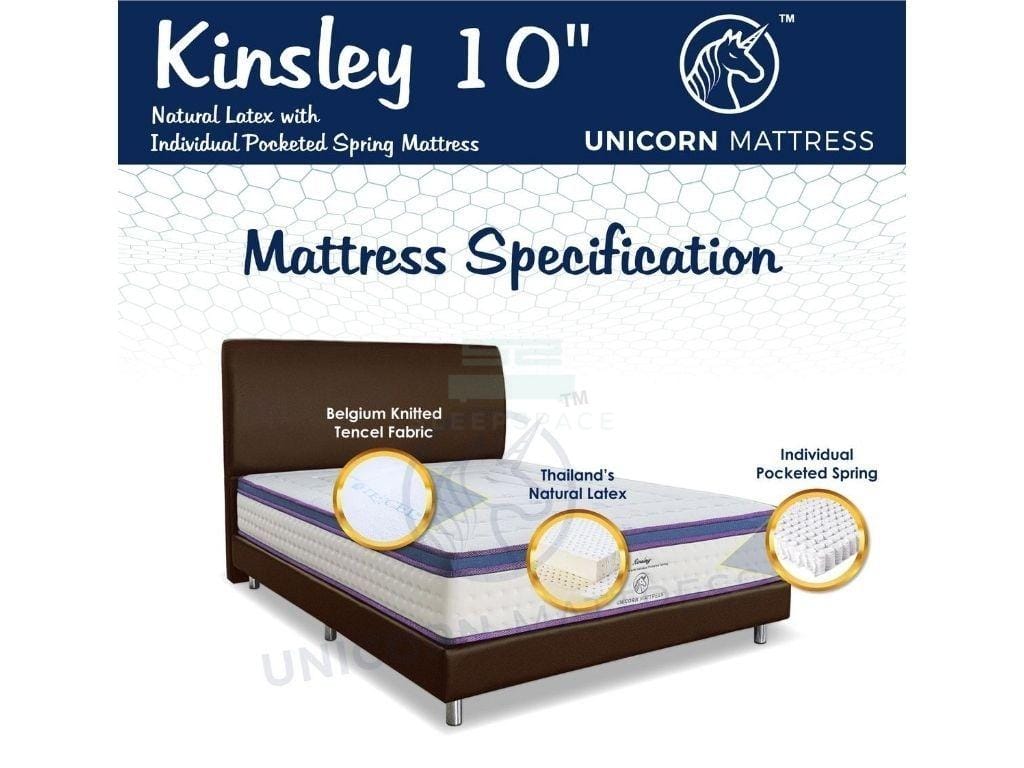 Unicorn Kinsley Natural Latex with Individual Pocketed Spring Mattress (10 inch) with Bed Frame Bundle-Unicorn-Sleep Space