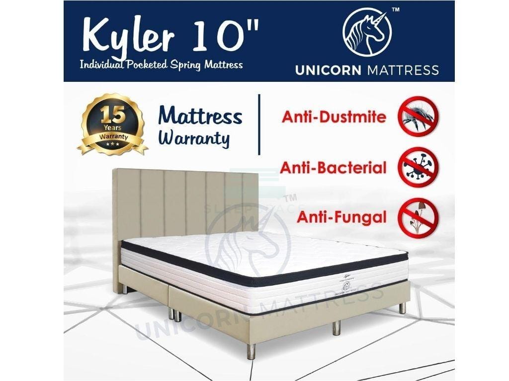 Unicorn Kyler Individual Pocketed Spring Mattress (10 inch) with Bed Frame Bundle-Unicorn-Sleep Space