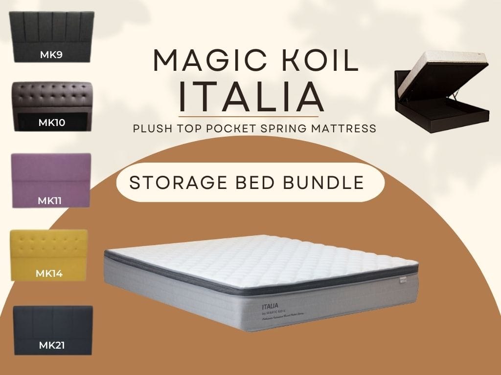 Magic Koil Italia Pocket Spring Mattress with Storage Bed Bundle-Magic Koil-Sleep Space