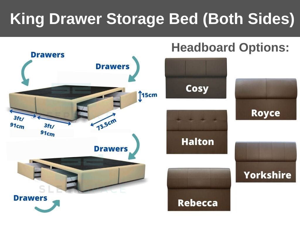 Maxcoil King Drawer Storage Bed (Both Sides)-Maxcoil-Sleep Space