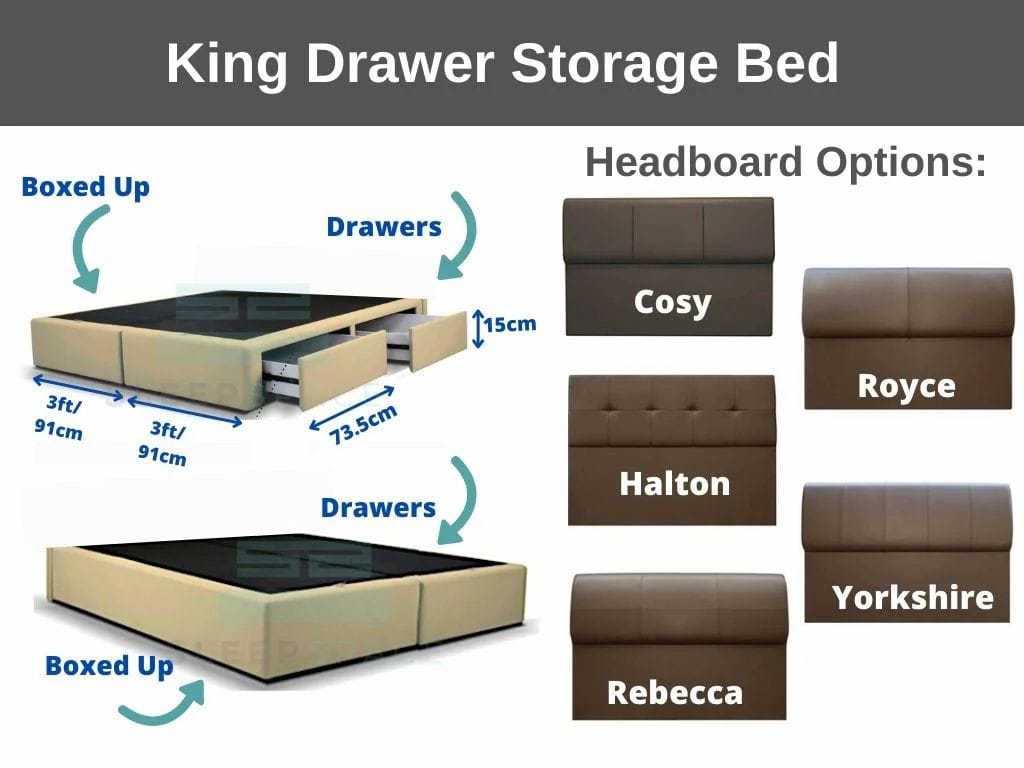 Maxcoil King Drawer Storage Bed (One Side)-Maxcoil-Sleep Space