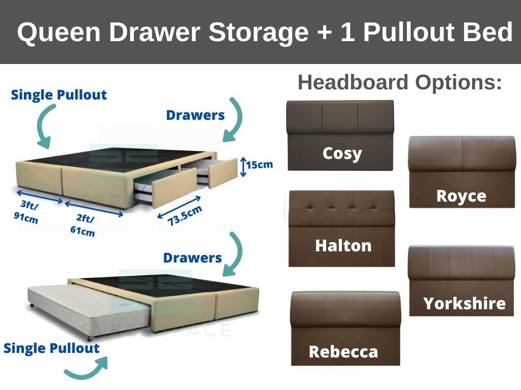 Maxcoil Queen Drawer Storage + 1 Pullout Bed-Maxcoil-Sleep Space