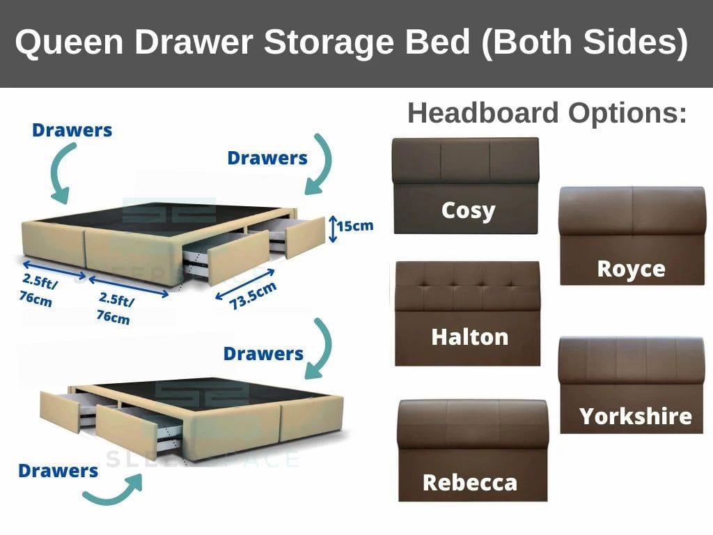 Maxcoil Queen Drawer Storage Bed (Both Sides)-Maxcoil-Sleep Space