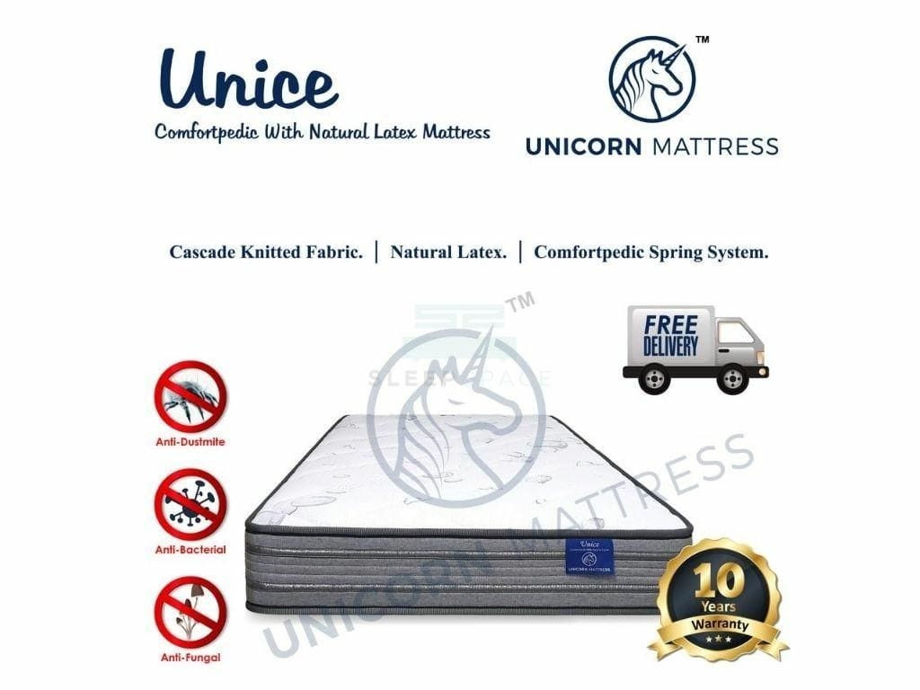 Unicorn Unice Comfortpedic with Natural Latex Mattress (6 Inch)-Unicorn-Sleep Space